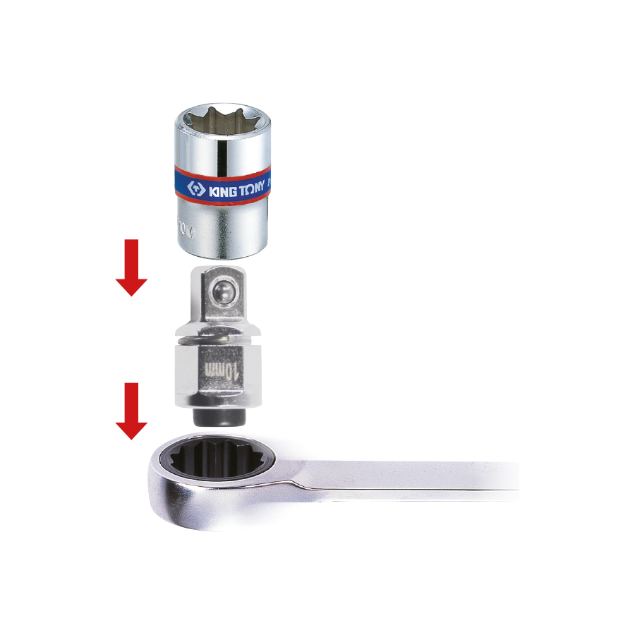 KING TONY Profi-Werkzeuge - Adapter Ratschenschlüssel, 10 mm, Antrieb 1/4" 373202R