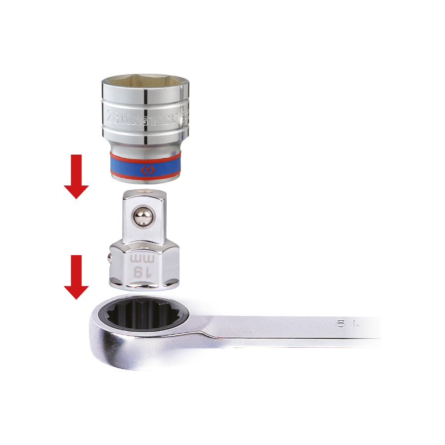 KING TONY Profi-Werkzeuge - Adapter Ratschenschlüssel, 13 mm, Antrieb 1/2" 373204R