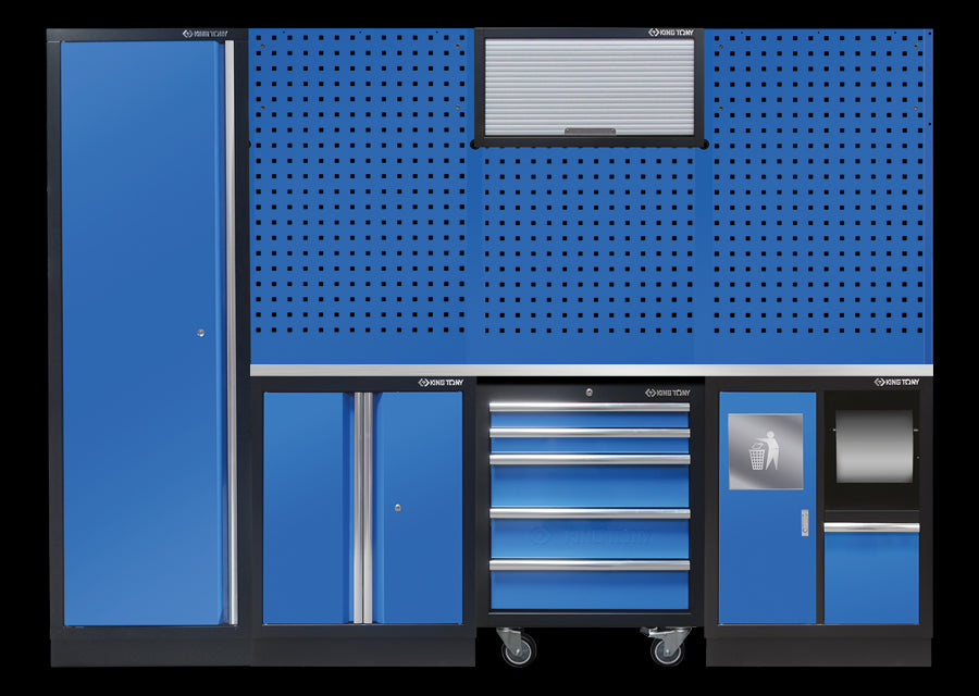 KING TONY Profi-Werkzeuge - Werkstatt schrankwand - farbe blau Edelstahl 87D11AKBTS