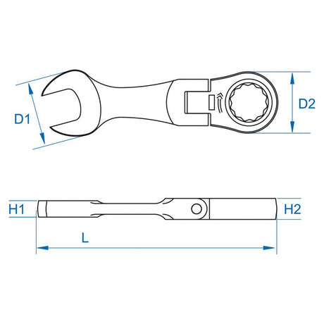 KING TONY Profi-Werkzeuge - Ratschenschlüssel, kurz, metrisch - 14 mm 373314M