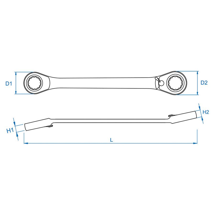 KING TONY Profi-Werkzeuge - Doppel-Ratschen-Ringschlüssel, metrisch, umschaltbar - 14x15 mm 37371415M