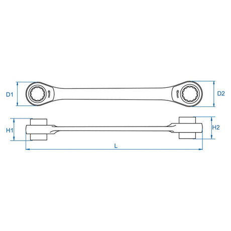 KING TONY Profi-Werkzeuge - Doppel-Ratschen-Ringschlüssel 4-in-1, metrisch, umschaltbar - 8-11 mm 37390811M