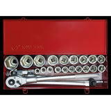 KING TONY Profi-Werkzeuge - 3/4" Steckschlüssel-Set, metrisch, mit Zubehör - 25 tlg. 6325MR01