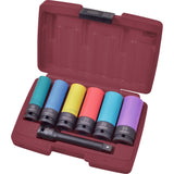 Kraftwerk PRO LINE 1/2" Schlag-Maschinenschrauber Steckschlüsseleinsatz Aussen Sechskant Set, lang, mit Kunststoff Schutz und Hülse, 125 mm