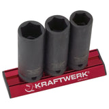 Kraftwerk PRO LINE MAGALU 1/2" Schlag-Maschinenschrauber Steckschlüsseleinsatz Aussen Sechskant Set, 85 mm lang, 17 - 21 mm, 3-tlg