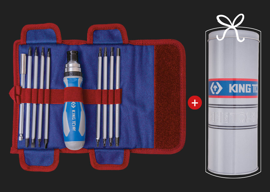 KING TONY Profi-Werkzeuge - Schraubendreher-Set mit umkehrbaren Klingen - 16 tlg. P32526MRN