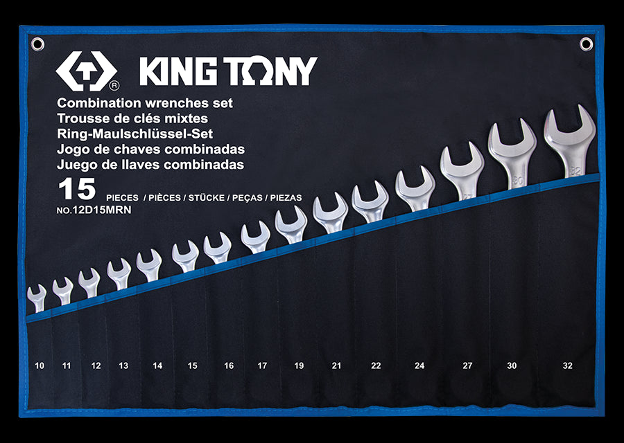 KING TONY Profi-Werkzeuge - Kombischlüssel-Set, metrisch - 15 tlg. 12D15MRN
