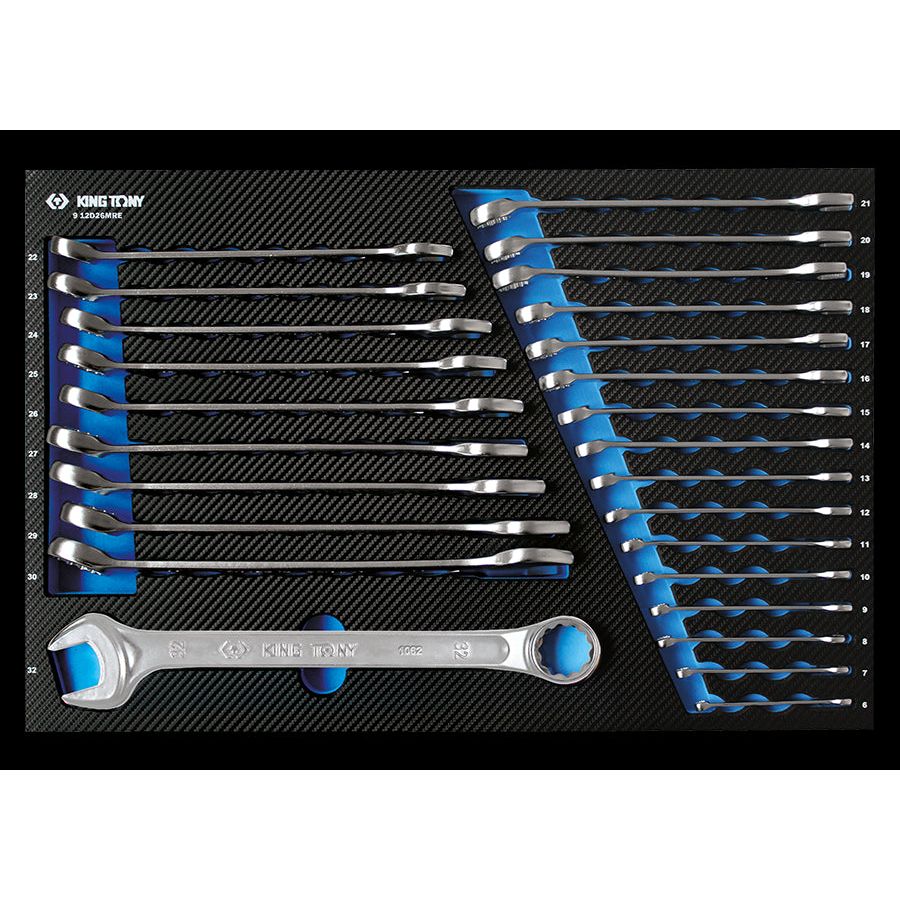 KING TONY Profi-Werkzeuge - Kombi-Schlüssel, metrisch, EVAWAVE - 26 tlg. 912D26MRE
