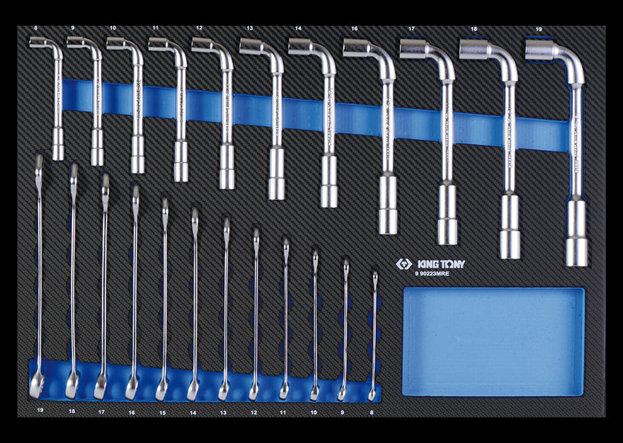 KING TONY Profi-Werkzeuge - 6+12-Kant Kombi-Steckschlüsssel-Set, EVAWAVE - 23 tlg. 990223MRE2