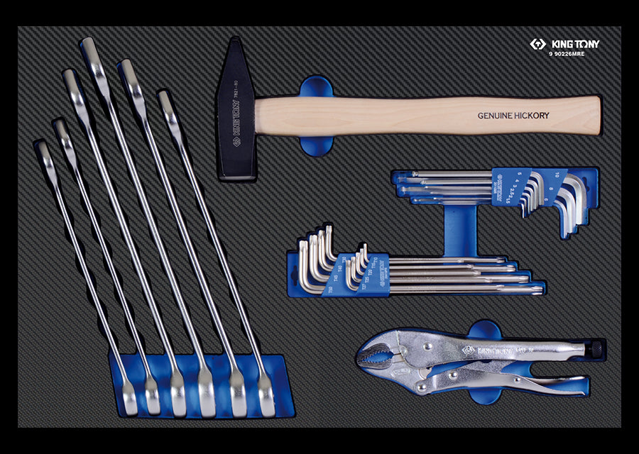 KING TONY Profi-Werkzeuge - Kombischlüssel, Inbus, Hammer und Gripzangen-Set,EVAWAVE -26 tlg. 990226MRE1