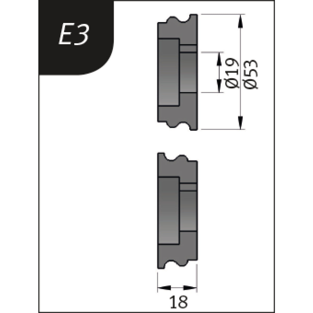 Metallkraft Biegerollensatz Typ E3, Ø 53 x 19 x 18 mm - Art. 3880123