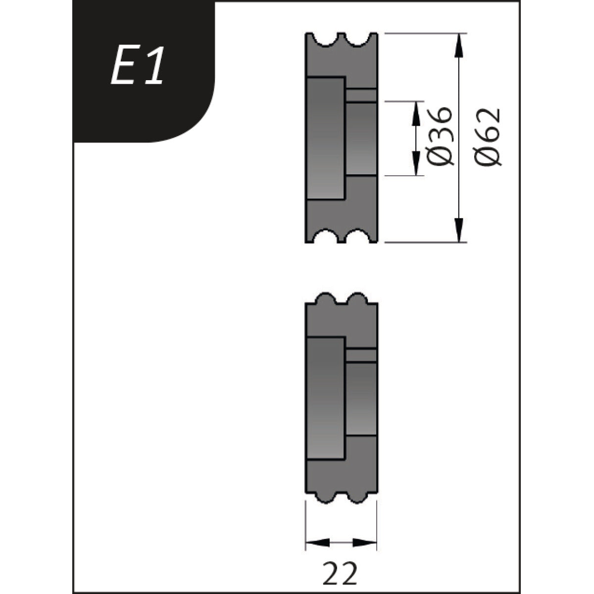 Metallkraft Biegerollensatz Typ E1, Ø 62 x 26 x 22 mm - Art. 3880131
