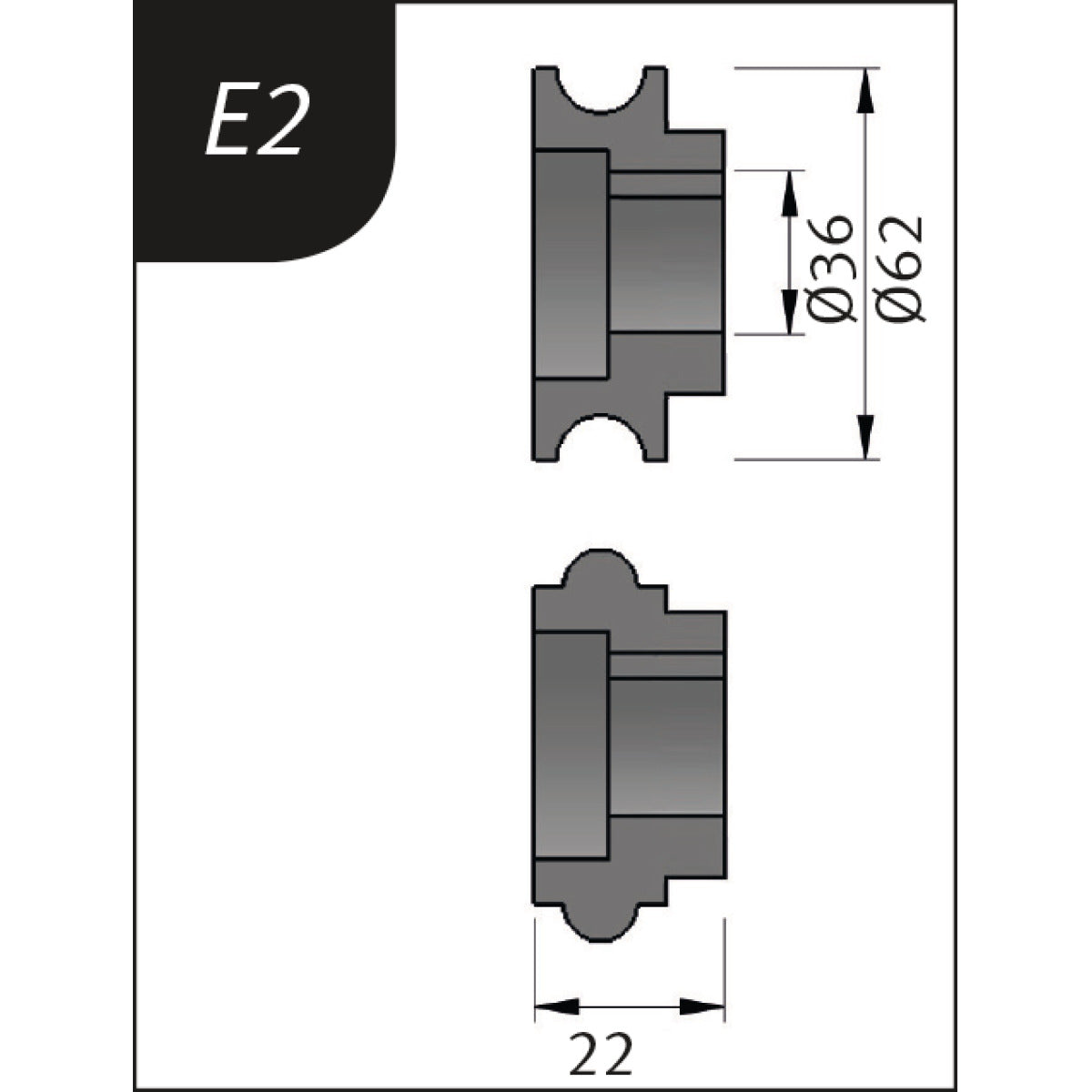 Metallkraft Biegerollensatz Typ E2, Ø 62 x 26 x 22 mm - Art. 3880132