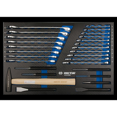 KING TONY Profi-Werkzeuge - Schaumplatte EVAWAVE für Splinttreiber, Hammer und Ringmaulschlüssel 995127MRE1