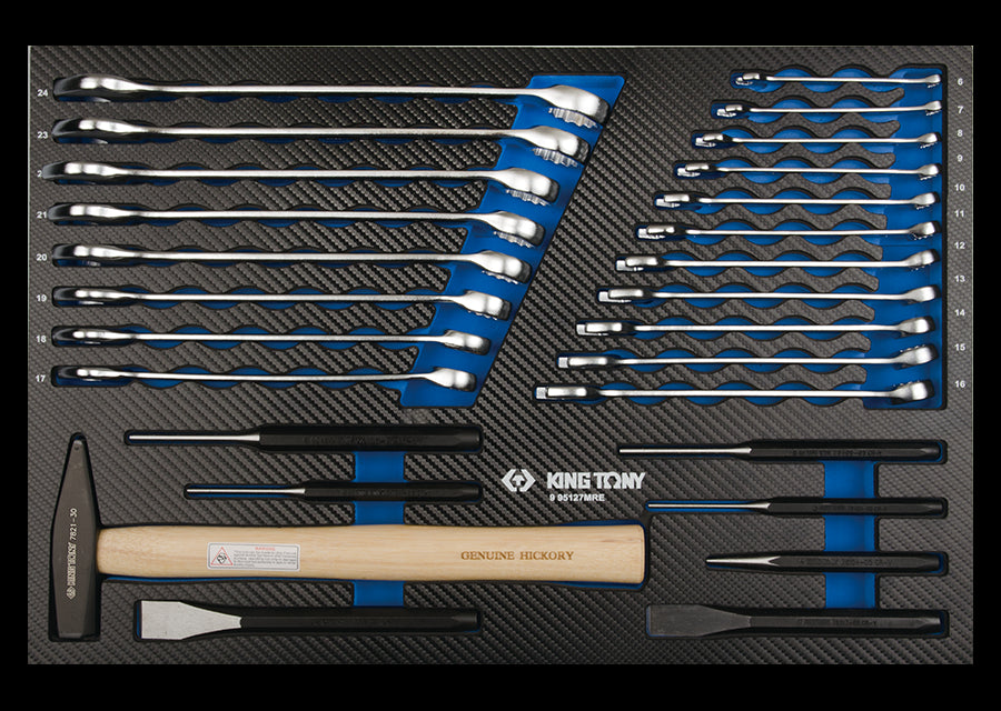 KING TONY Profi-Werkzeuge - Schaumplatte EVAWAVE für Splinttreiber, Hammer und Ringmaulschlüssel 995127MRE1