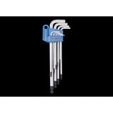 KING TONY Profi-Werkzeuge - 6-Kantschlüssel-Set, runder Kopf, extra lang, metrisch - 9 tlg. 201B09MR