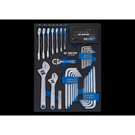 KING TONY Profi-Werkzeuge - Inbus-, TORX®-Steckschlüssel und Bit-Set, EVAWAVE 90tlg. 991190CRE