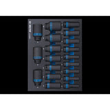 KING TONY Profi-Werkzeuge - 1/2" Kraft-Steckschlüsselset, lang, metrisch EVAWAVE - 19 tlg. 94419MPE