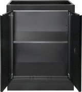Kraftwerk Mobilio Werkstatteinrichtung, Werkbank Black Edition 2er Unterschrank-Kombi, 5 Schubladen, 1 Schrank, Arbeitsplatte Buche Multiplex