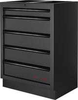 Kraftwerk Mobilio Werkstatteinrichtung, Werkbank Black Edition 2er Unterschrank-Kombi, 5 Schubladen, 1 Schrank, Arbeitsplatte Buche Multiplex