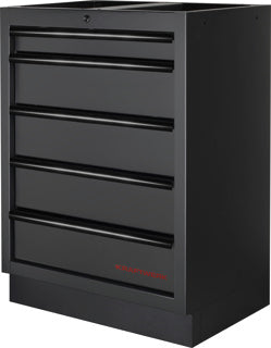 Kraftwerk Mobilio Werkstatteinrichtung, Werkbank Black Edition 3er Schrank-Kombi, 9 Schubladen, 1 Hochschrank, Arbeitsplatte Buche Multiplex