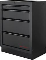 KRAFTWERK 3964K-H5R4-K1WIX Mobilio 4er Kombi Standard – Edelstahl-Arbeitsplatten, Hochschrank, Lochwand & Rollschrank, 2640 mm - KW-3964K-BLK-016-IX