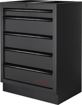KRAFTWERK 3964K-H5R4-K1WIX Mobilio 4er Kombi Standard – Edelstahl-Arbeitsplatten, Hochschrank, Lochwand & Rollschrank, 2640 mm - KW-3964K-BLK-016-IX