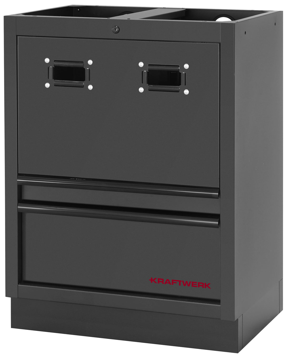 Kraftwerk MOBILIO 4-Element-Schrankwand mit Vierkantlochwand – freistehend - KW-3964K-BLK