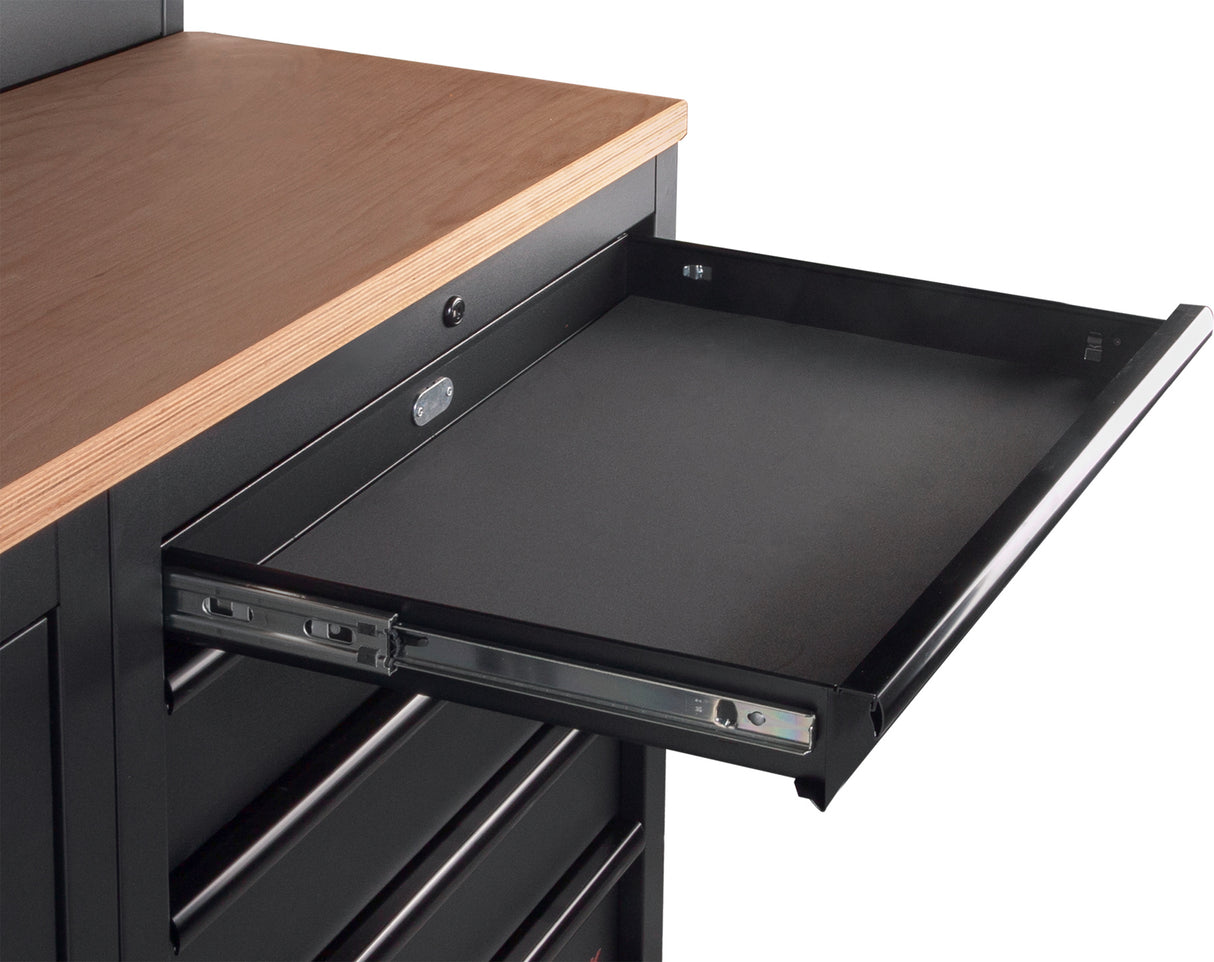 Kraftwerk MOBILIO 4-Element-Schrankwand mit Vierkantlochwand – freistehend - KW-3964K-BLK