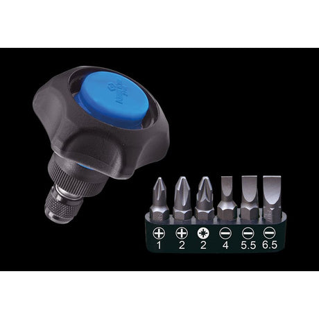 KING TONY Profi-Werkzeuge - Fingerratsche Bit-Halter ohne Griff und Bits 6tlg. P2746