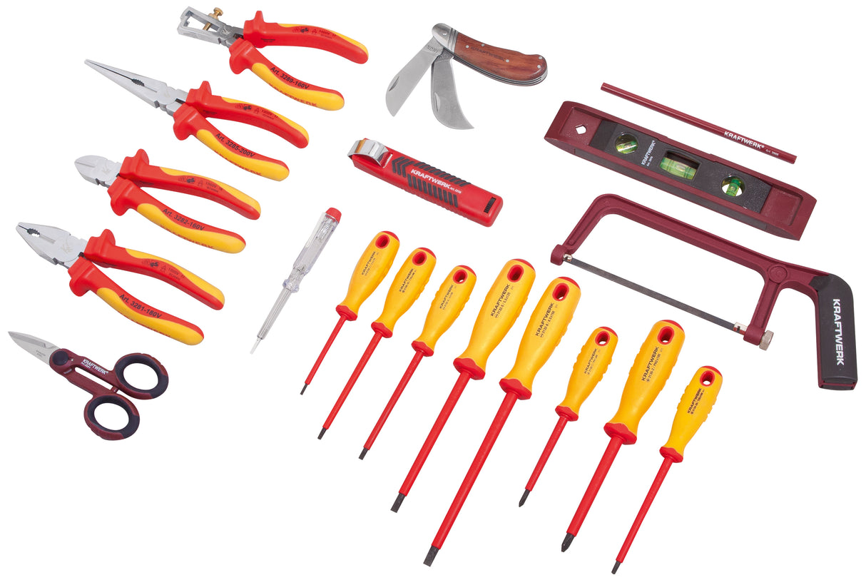 Kraftwerk PRO LINE VDE Elektriker-Werkzeugsatz in Gürteltasche, 20-tlg
