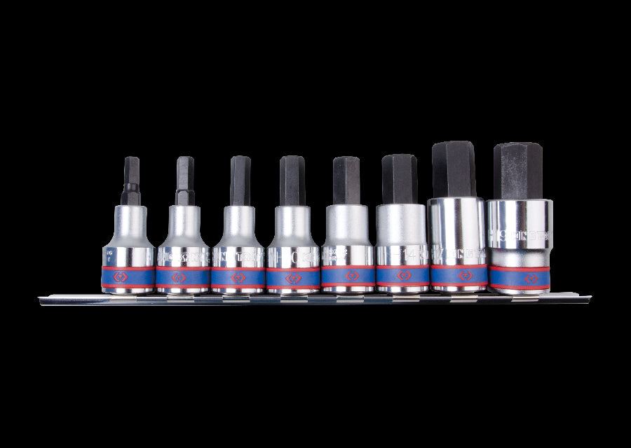 KING TONY Profi-Werkzeuge - 1/2" 6-Kant Steckschlüssel-Set - 8 tlg. 4108PR10