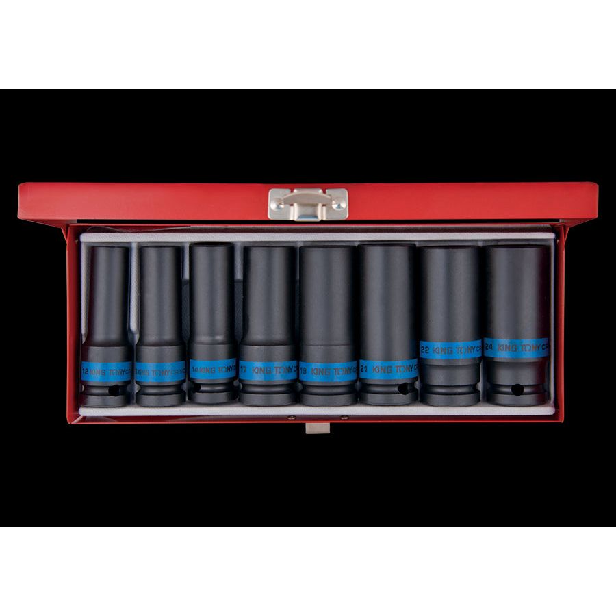 KING TONY Profi-Werkzeuge - 1/2" Kraft-Steckschlüssel-Set - 8 tlg. 4410MP