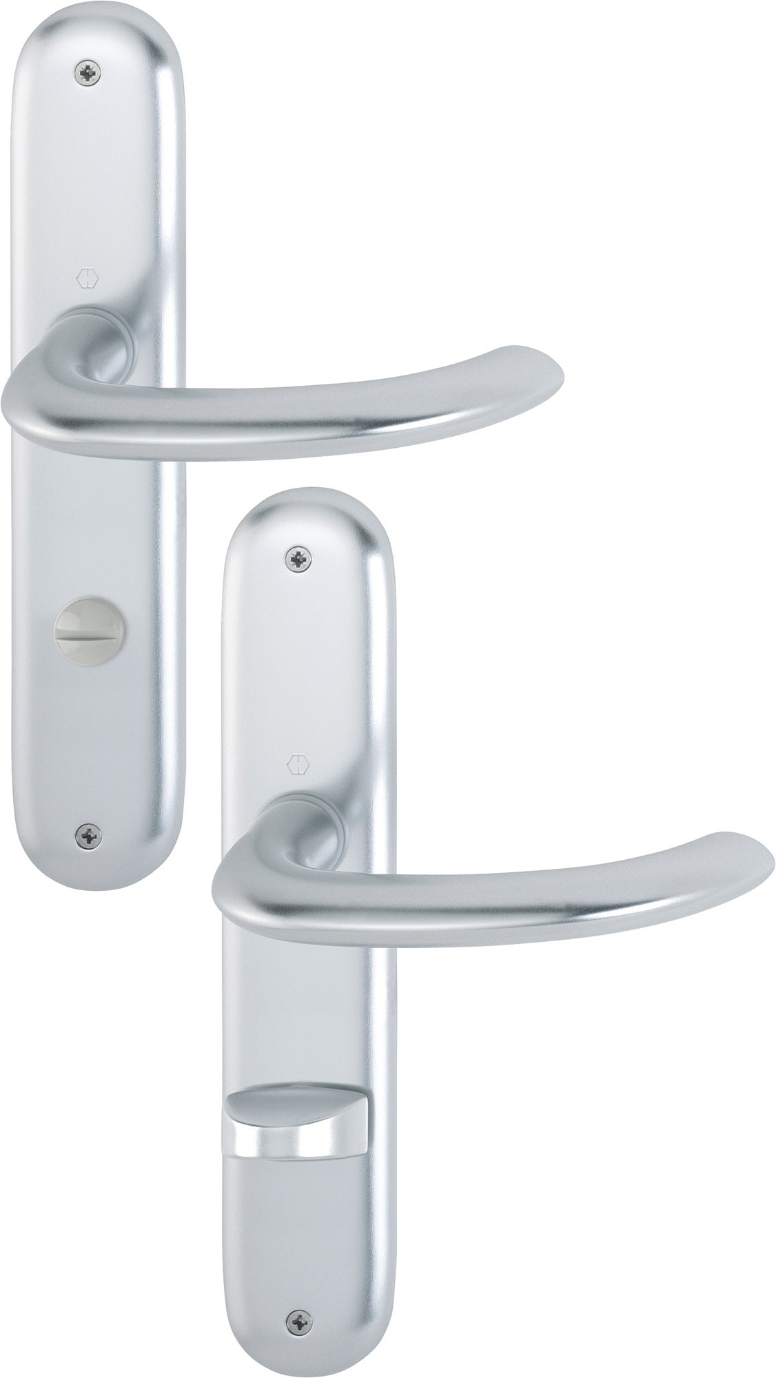 HOPPE Langschildgarnitur Marseille 1138/273P Aluminium F1 DIN L/R – für Innentüren