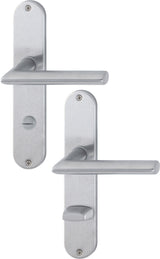 HOPPE Langschildgarnitur Stockholm E1140Z/302 Edelstahl DIN L/R – Drückergarnitur für Türstärke 35-45 mm