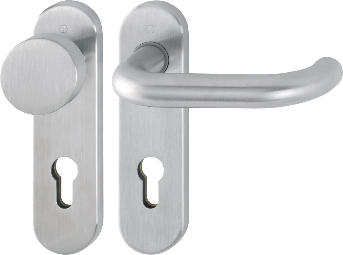 HOPPE Kurzschildgarnitur Paris E138Z/353K Edelstahl F69 OB – DIN EN 1906, Schnellstift, 72 mm