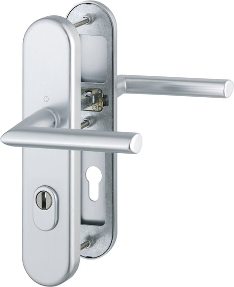 HOPPE Schutzgarnitur Stockholm 76G Aluminium F1 für Abschlusstüren DIN 18257 ES 1