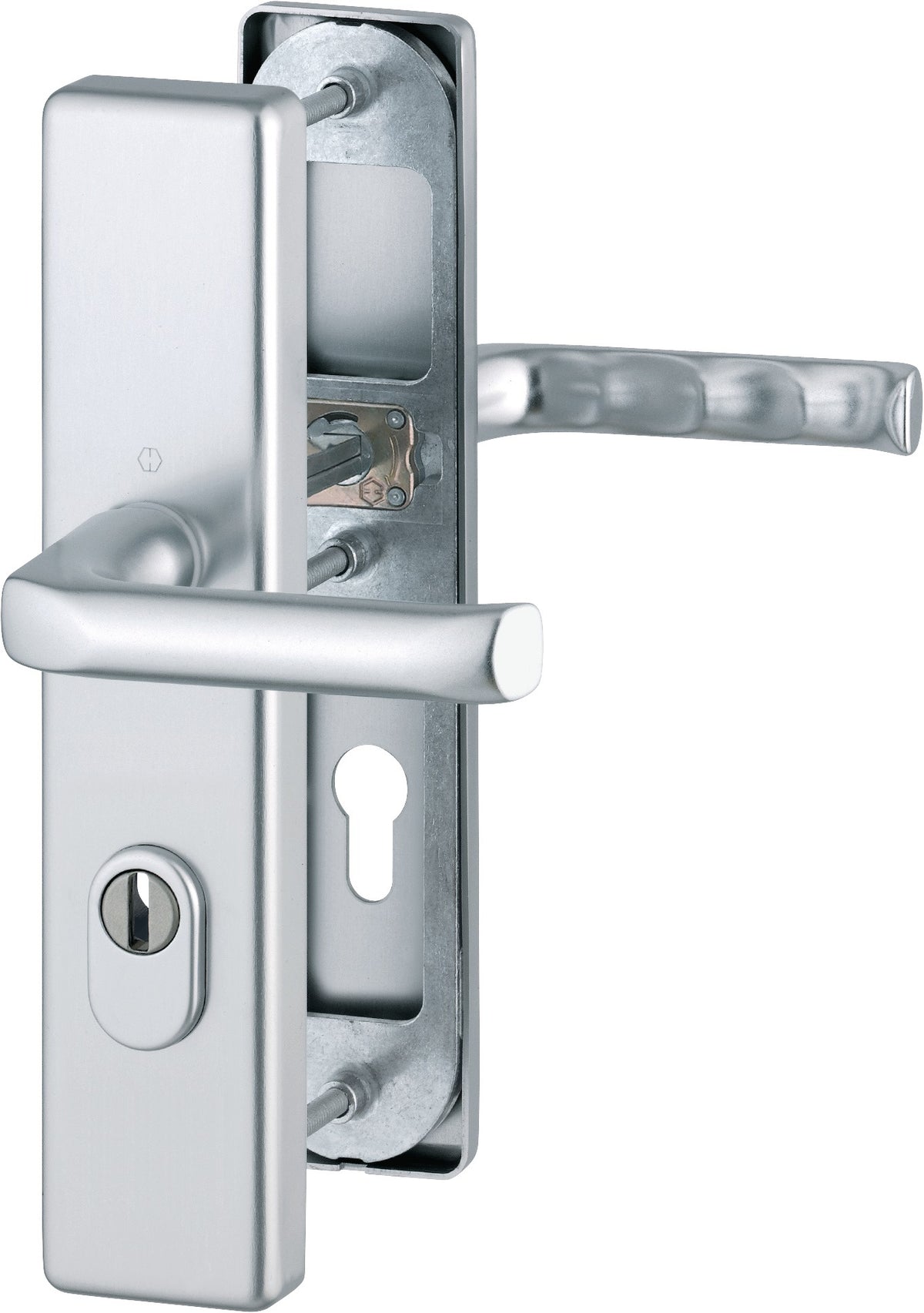 HOPPE Schutzgarnitur London 61G/2222ZA/2210/113 Alu.F2 72mm für Türstärke 37-47mm