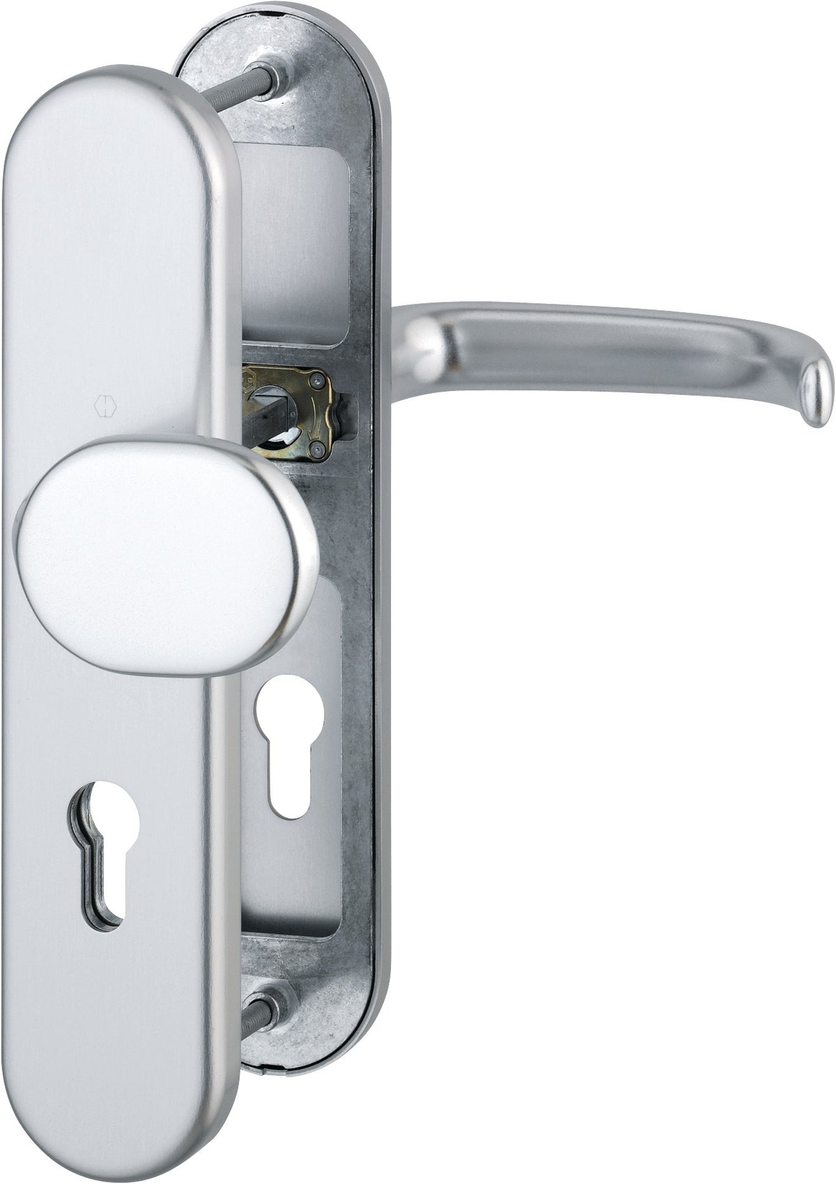 HOPPE Schutzgarnitur San Francisco 86G/3331/3310/1301 Aluminium F1 für Abschlusstüren, DIN links/rechts, ES 1