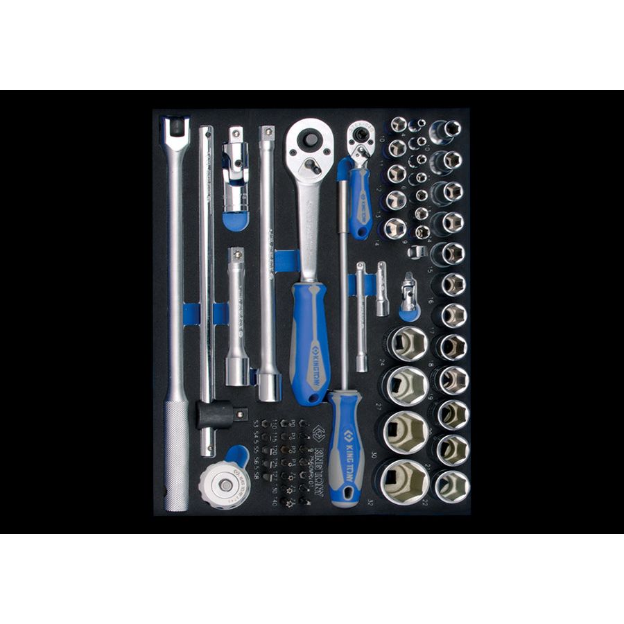 KING TONY Profi-Werkzeuge - 1/4"+ 1/2" Steckschlüssel-Set, metrisch - 60 tlg. 97560MRV01
