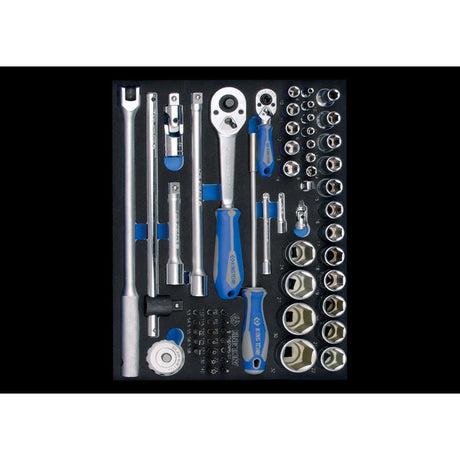 KING TONY Profi-Werkzeuge - 1/4"+ 1/2" Steckschlüssel-Set, metrisch - 60 tlg. 97560MRV01