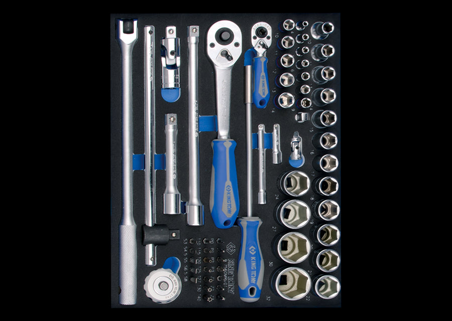 KING TONY Profi-Werkzeuge - 1/4"+ 1/2" Steckschlüssel-Set, metrisch - 60 tlg. 97560MRV01
