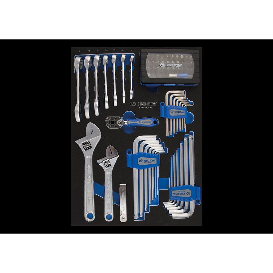 KING TONY Profi-Werkzeuge - Inbus-, TORX®-Steckschlüssel und Bit-Set, EVAWAVE 90tlg. 991190CRV