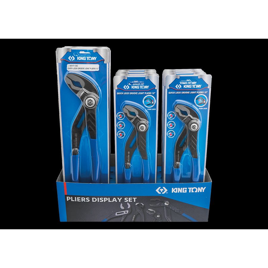 KING TONY Profi-Werkzeuge - Verkaufsdisplay Rohrzange mit Druckknopf - 12 tlg. 43912GP1