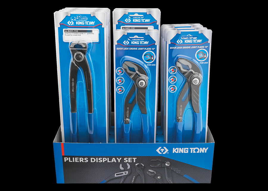 KING TONY Profi-Werkzeuge - Verkaufsdisplay Rohrzange mit Druckknopf - 12 tlg. 651710C*6+643111*6 41912GP