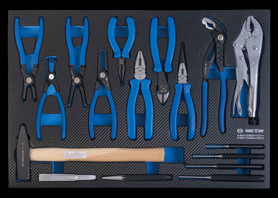 KING TONY Profi-Werkzeuge - Zangen in Schaumstoff-Einlage - 17 tlg (782150) 990217GRE04