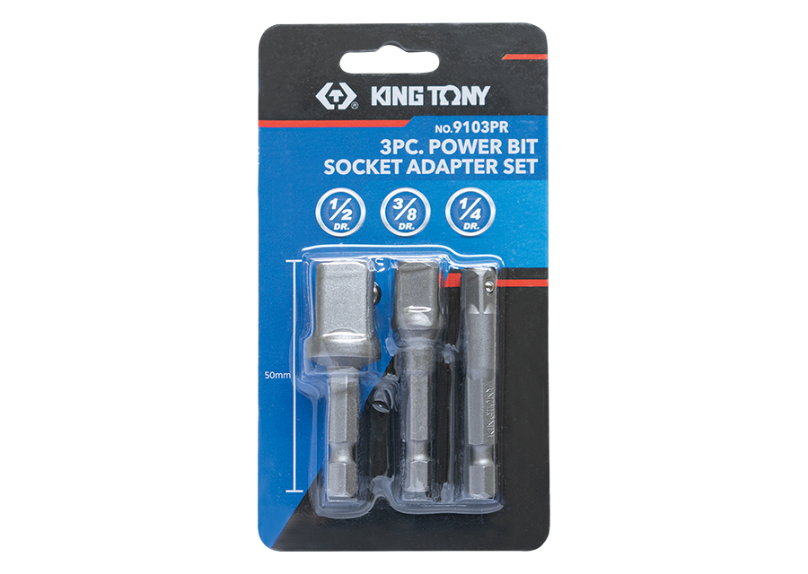 KING TONY Profi-Werkzeuge - 3TLG. Steckschlüsselhalter mit Kugel-Retainer 1/4" & 1/2" & 3/8" 9103PR
