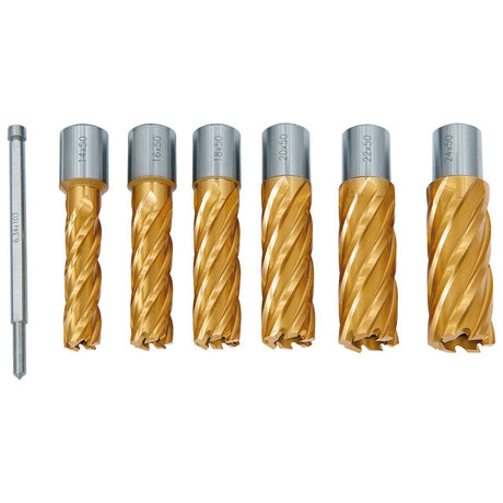 BERNARDO Zubehör Magnet-Kernbohrmaschine – Modell HSS-Kernbohrer-Set CDL, TiN-beschichtet, 14 - 24 mm, Bohrtiefe 50 mm