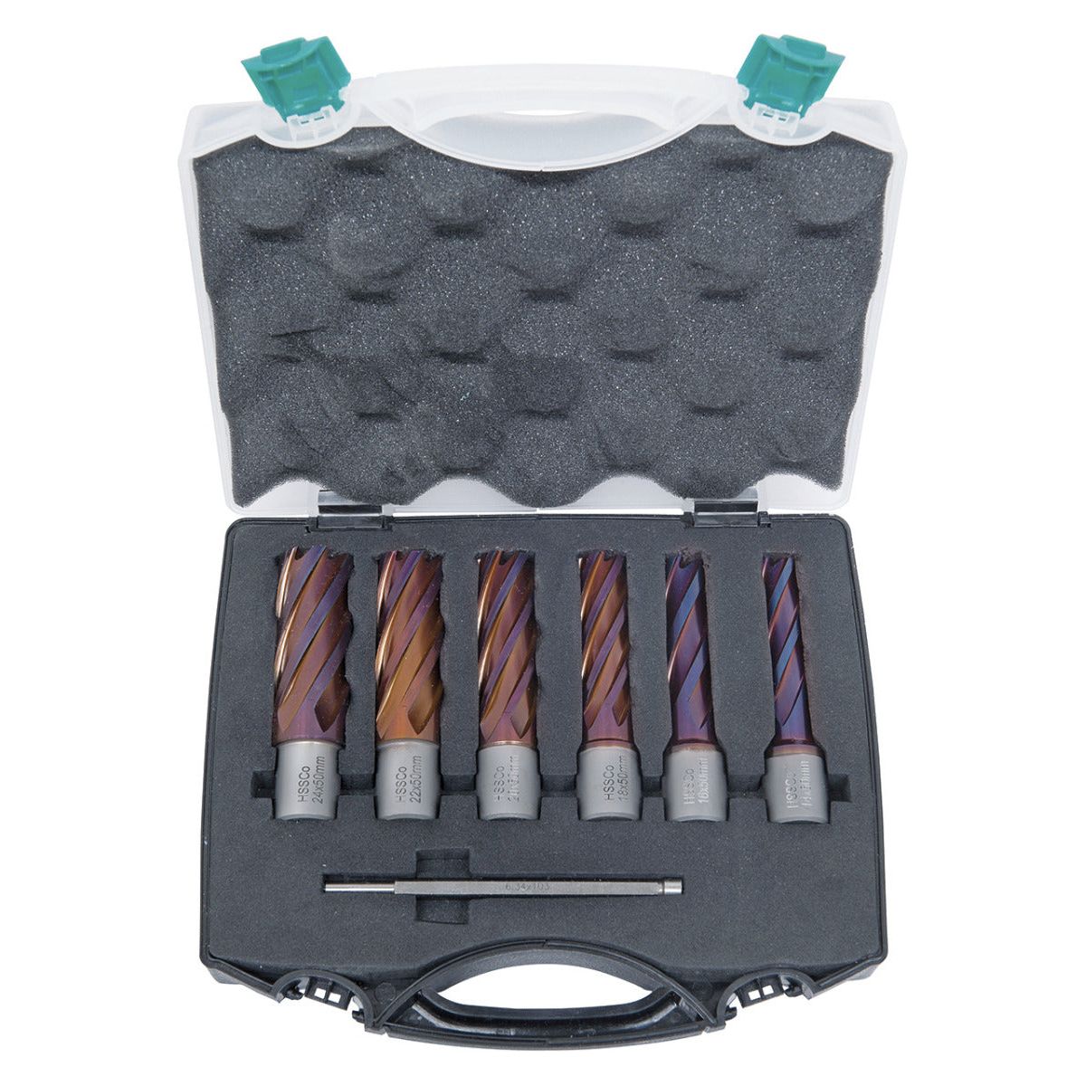 BERNARDO Zubehör Magnet-Kernbohrmaschine – Modell HSSCO5-Kernbohrer-Set CDL, nACO-beschichtet, 14 - 24 mm, Bohrtiefe 50 mm