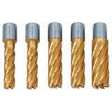 BERNARDO Zubehör Magnet-Kernbohrmaschine – Modell HSS-Kernbohrer CDL, TiN-beschichtet, 14/18/22 mm, Bohrtiefe 50 mm, 5 tlg.